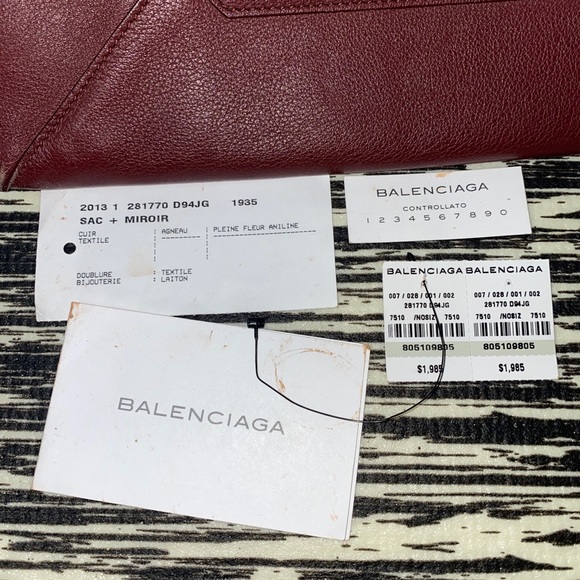 BALENCIAGA Large Metallic Edge City tote Burgundy - Picture 6 of 14